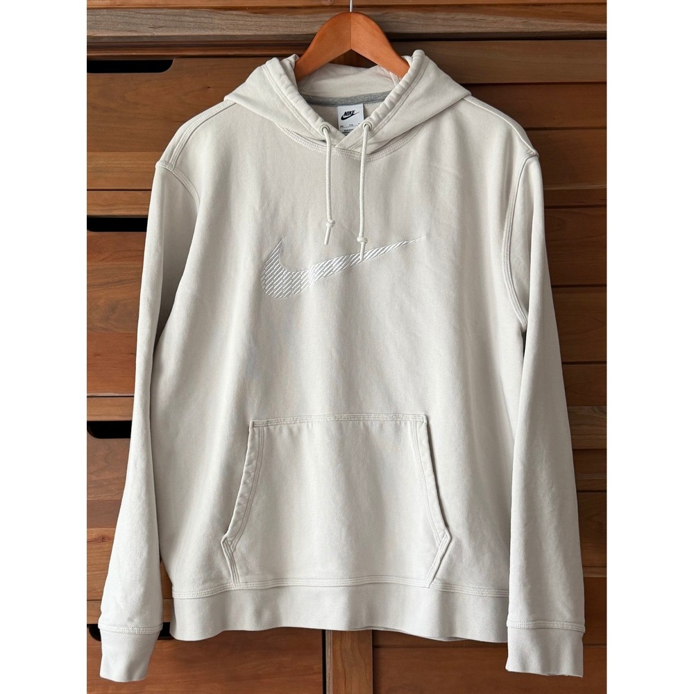 Men's XXL Nike Sportswear Club French Terry Pullover Hoodie Light Gray Cotton